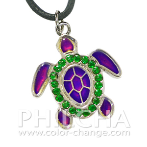 Collar de joyería de cambio de color con colgante de tortuga marina de diamantes de imitación regalo de fiesta Cordón de cuero de imitación negro - Product Image 1