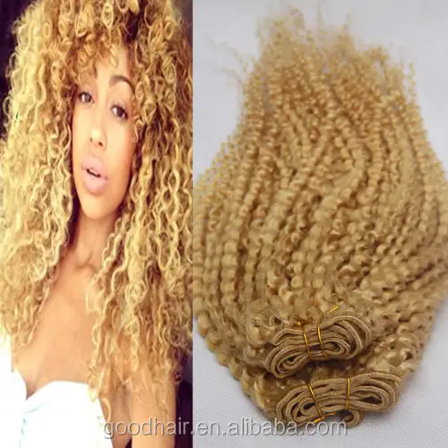 Peruvian Kinky Curly Human Hair Weave Blonde Remy Hair Extensions