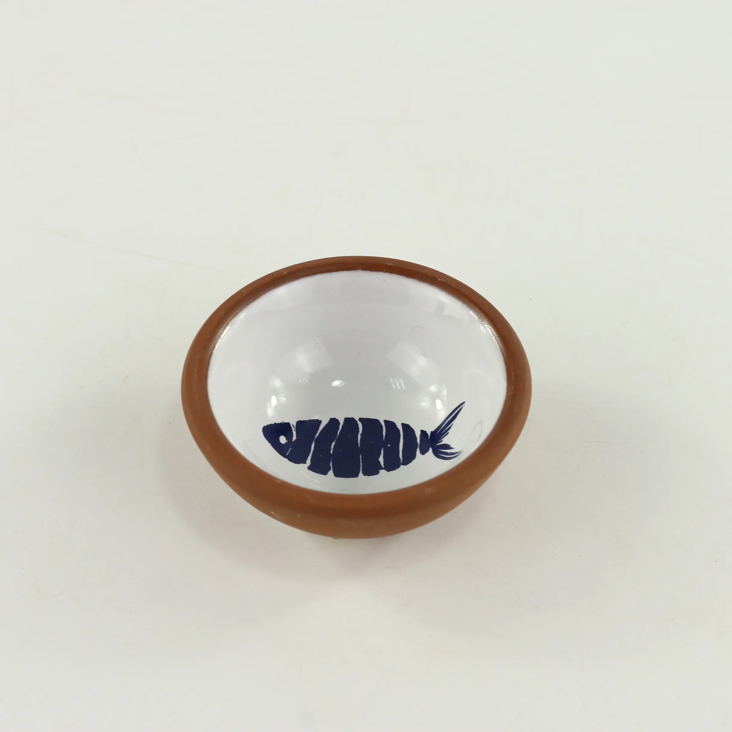 Bottom Small Blue Fish Decal High Gloss Reusable & Recyclable Terracotta Sauce Dish