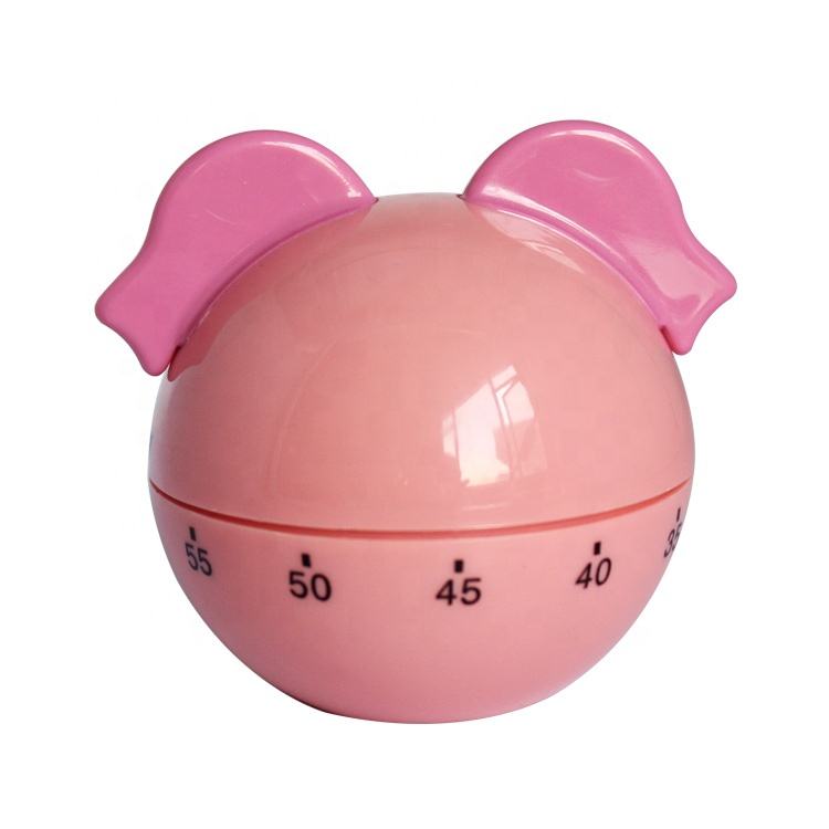 Cartoon Animal Pig Shape Manual Dial Plastic Mechanical Countdown Kitchen Timer