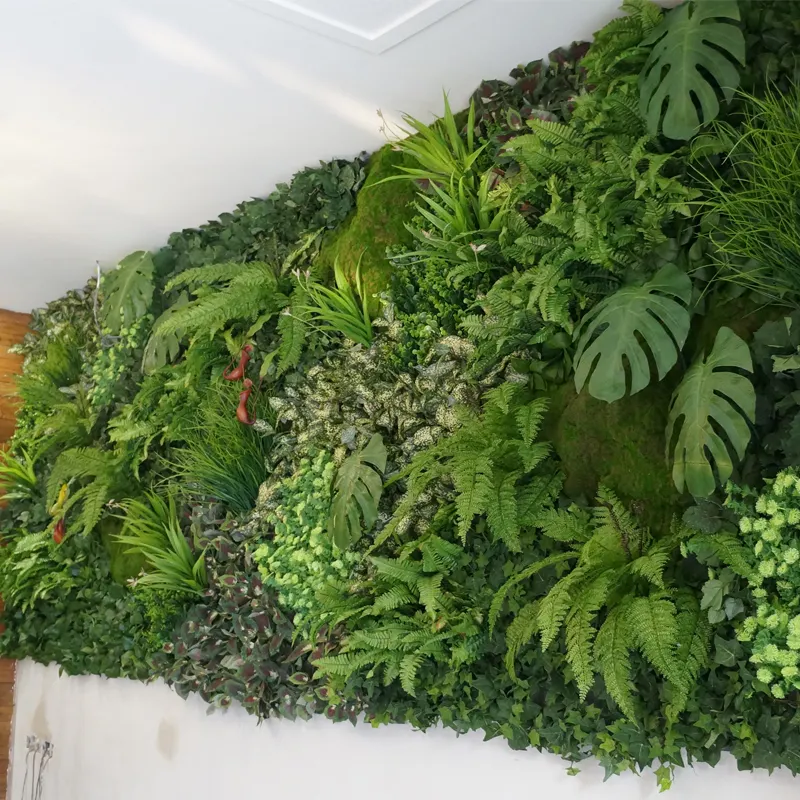 Dekorasi Rumah Taman Luar Ruangan, Tanaman Hijau Buatan Panel Dinding Rumput Buatan Rumah Plastik Dinding Hijau Vertikal