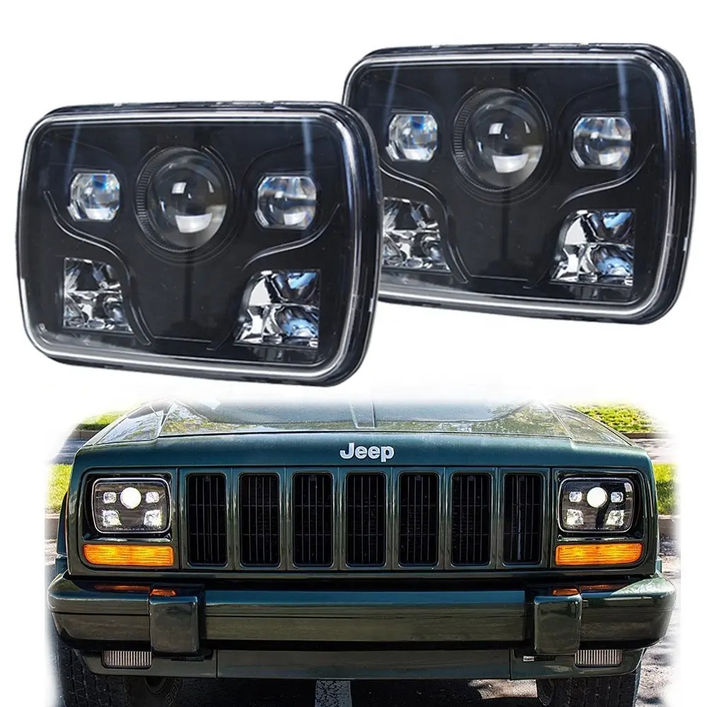 Morsun for jeep cherokee xj auto car led lights 5x7 headlight h4 led lighting system 5 7 inch rectangular headlamp for GMC/JEEP