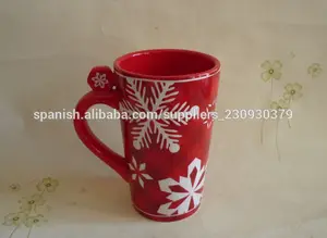 taza de cerámica de la Navidad del copo de nieve