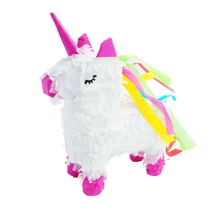Nicro-juguete personalizado para fiesta de cumpleaños de niños, piñata de unicornio con diseño de feliz cumpleaños