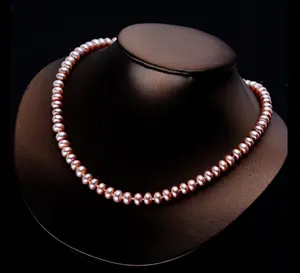 925 стерлингового серебра застежкой изящный Цвет: фиолетовый, розовый и белый натуральный пресноводный жемчуг ожерелье