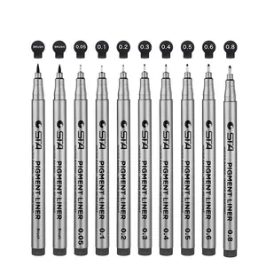 STA 수성 피그먼트 라이너 파인라이너 펜 फाइन टिप 영구 마커 학생용 드로잉 미술 펜 - Product Image 1