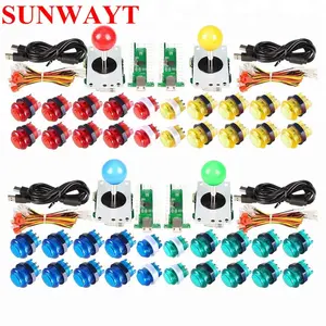 4 Player Classic DIY Arcade Joystick Kit Parts USB Encoder To PC Controls Games + 4/8 Way Stick + 5V led Illuminated Push Button