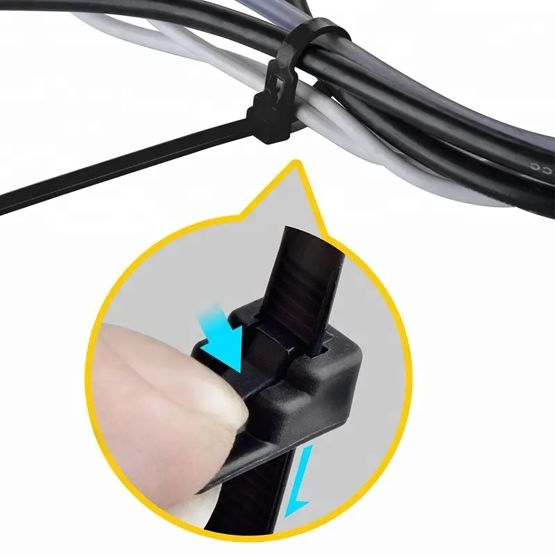 Cable Wire Zip Ties Self Locking releasable plastic cable tie