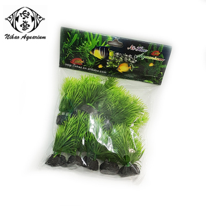 10 pièces/paquet Petites plantes vertes artificielles, faux arbre, herbe de simulation pour aquarium de bureau, aquarium de poissons - Product Image 3
