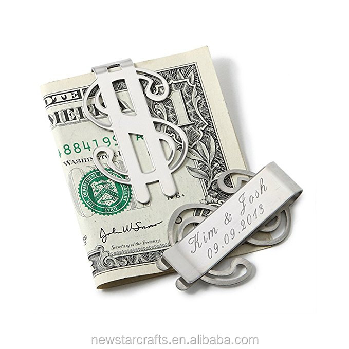 Dólar forma prata metal clipe de dinheiro