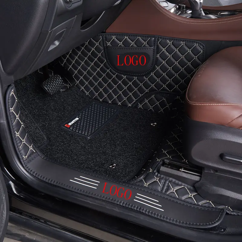 Alfombrilla de cuero 5d para coche, nuevo diseño, cubierta de cuero, umbral, logotipo personalizado