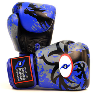 POWER PUNCH Guantes de entrenamiento de boxeo Cuero de vaca Correa de muñeca ajustable Cierre de gancho y bucle - Product Image 1
