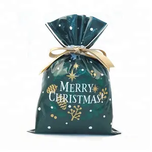 Huadefeng Cheap Custom Plastic Eco Drawstring Bag Christmas Gift Packing Pouch