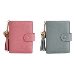 Women Tassel Zipper card holder Short Leather card holder wallet with PVC inner page