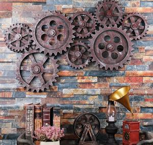 Antique Retro Vintage <strong>Rustic</strong> Industrial Age MDF Wood Gear <strong>Home</strong> Wall <strong>Decor</strong> - Product Image 2