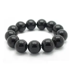 Crystal Sieraden Zwart Obsidiaan Armband Hand String Modieuze Mannen En Vrouwen Natuurlijke Chain & Link Armbanden Trendy Ball