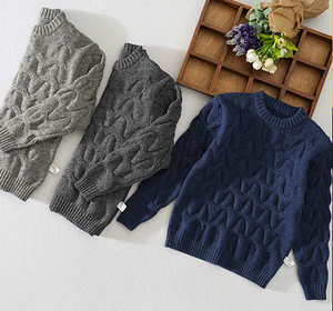 P18B119TR Children's Boy Cotton O Neck <strong>Cable</strong> <strong>Knit</strong> <strong>Sweater</strong> - Product Image 5