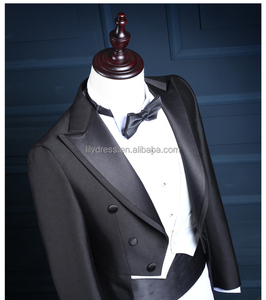 Smoking da sposo Groomsman Blazer abito da sposa da uomo abiti da ballo smoking (giacca + pantaloni + gilet) NA31 abito da uomo nero stile lungo - Product Image 3