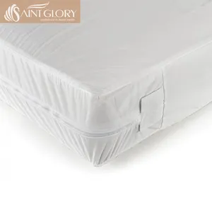 Protector de algodón con cremallera, impermeable, para cama, oem