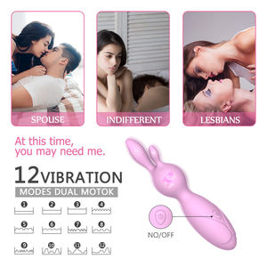 Drahtlose leistungs starke Zauberstab Massage gerät Großhandel OEM ODM Sex Produkte USB-Ladegerät mit Sex Kaninchen Ohren Vibrator für Mädchen Erwachsene - Product Image 6