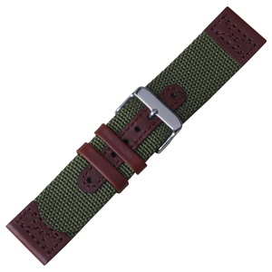 Custom 22mm <span class=keywords><strong>verde</strong></span> <span class=keywords><strong>cinturino</strong></span> in Nylon con <span class=keywords><strong>pelle</strong></span> marrone sul marrone cuciture per orologi di lusso con fibbia dell'orologio - Product Image 6