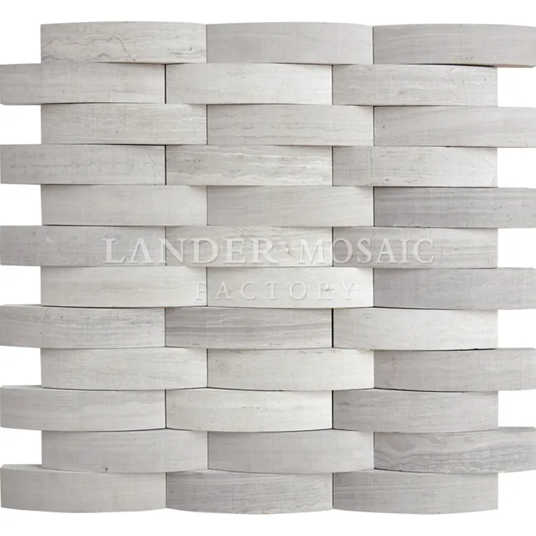 Lander Pietra legno grigio marmo naturale mosaico 3d striscia di nuovo disegno per parete