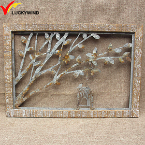 Vintage ağaç dalı kuş kafesi ahşap duvar plak çiftlik rustik ahşap ve Metal sanat ve el sanatları kuş duvar asma ev dekor - Product Image 4