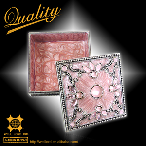 Caja de joyería de metal gris de Rosario suntuosa de moda de alta gama - Product Image 6