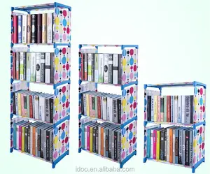 Portable bookcase shelf diy small plastic storage cabinet on the table fabric+ metal easy clean  diy design idoo