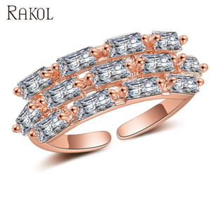RAKOL RP250 cool style crystal cubic zirconia CZ Square wedding <strong>diamond</strong> <strong>ring</strong> for women - Product Image 2