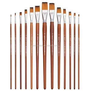 13 pièces/ensemble artiste pinceau Long manche Nylon cheveux forme plate pour huile <span class=keywords><strong>aquarelle</strong></span> acrylique <span class=keywords><strong>peinture</strong></span> pinceau Art fournitures - Product Image 1