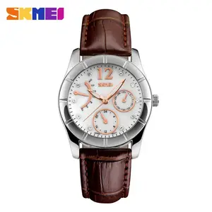 Azul del reloj Skmei 6911 la marca de reloj de Mujeres de moda elegante reloj de diamantes de imitación movimiento de cuarzo importado 30M impermeable reloj de pulsera de cuero