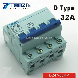 4P 32A D type 240V/415V Circuit breaker MCB 4 POLES