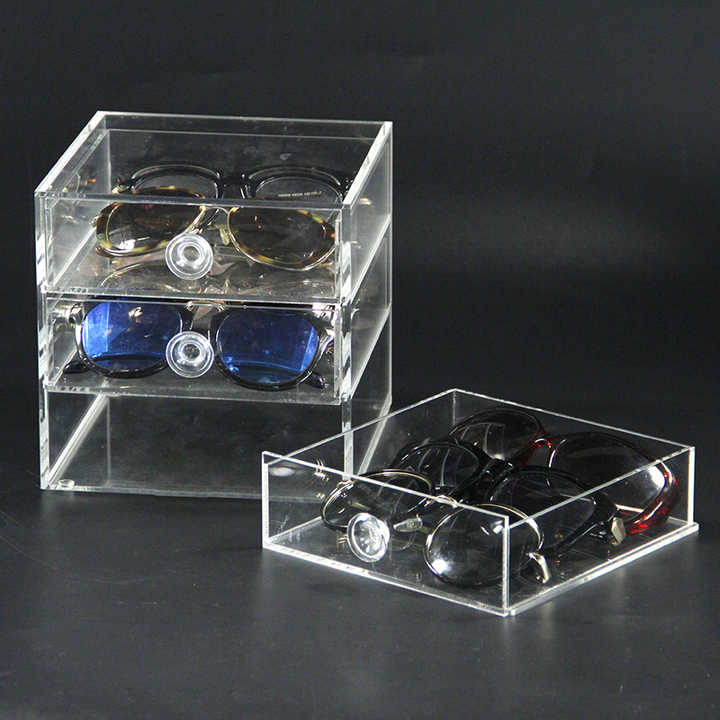 Stackable Storage Organizer Eyeglasses Sunglasses Reading Glasses - 3 Drawers Clear