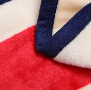 Manta de lana de franela de alta calidad, personalizada, suave, colorida, a rayas, de poliéster