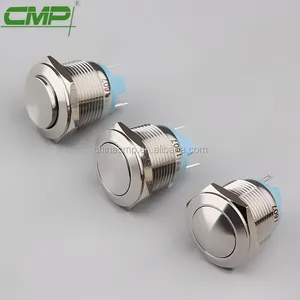 19mm Push Button 19mm Momentary Waterproof Stainless Steel Raised Head Push Button IP67 Cheap Go Karts Switch