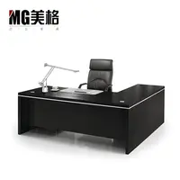 MDF أسود مكتب عمل منتظم حجم أثاث مكتبي عصري الخشب طاولة مكتبية الرئيس التنفيذي مكتب على شكل l