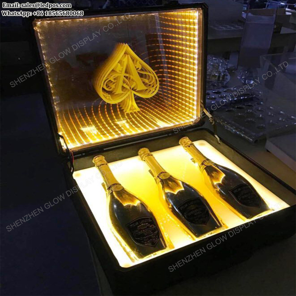 3 Flaschen Ace of Spade Glorifier Box Wiederauf ladbare LED Spade VIP Champagner Flasche Presenter Tray Service LED Geschenk box