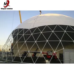 100 Orang Kuat Struktur Baja Bingkai Kanvas PVC Geodesic Dome Tenda