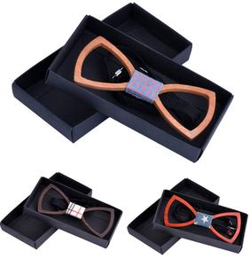 Wholesale Wood Bowtie Handmade Customized Solid Wood Bow Tie Creative Wedding Wooden BowTie - Product Image 1
