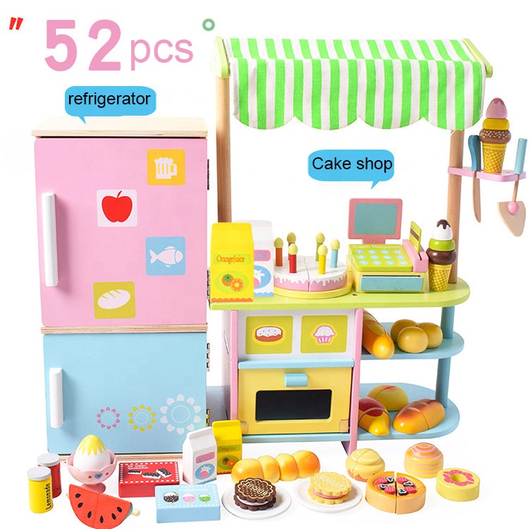 Мульти дошкольного возраста для фруктов и овощей, супермаркет холодильник торт деревянные детские 2 в 1 кухонный стол набор игрушек