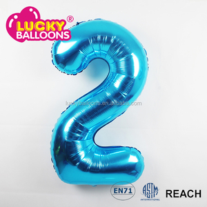 Nylon hecho número Azul de la hoja en forma de calidad EN71 34 pulgadas Jumbo du bang globos niños juguetes y pasatiempos - Product Image 5