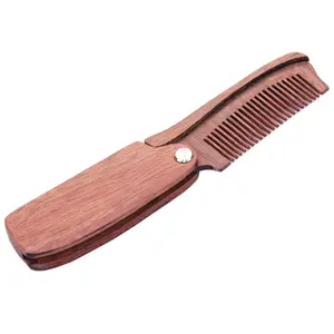 Pieghevole personalizzato barba pettine commercio all'ingrosso di legno pettine