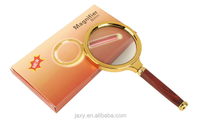 10X 60mm 70mm 80mm 90mm Diameter Reading Magnifying Glass Gold-Plated Wood Handle Magnifying Glass