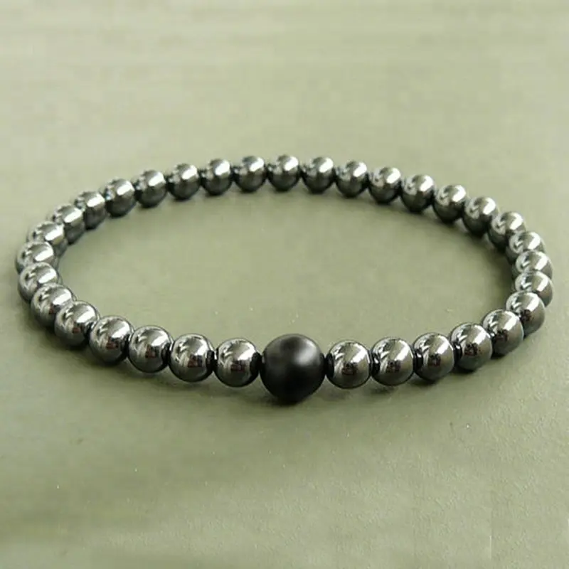 SN1406 Hematite Mens Bracelet 6mm Hematite Beaded Elastic Mala Jewelry Energy Power Bracelet For Men