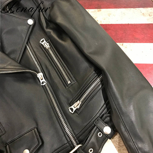 Fashion <strong>Women</strong> Autumn <strong>Jacket</strong> Short <strong>Real</strong> Sheepskin <strong>Leather</strong> <strong>Jacket</strong> New Arrival - Product Image 5