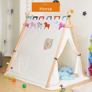 Teepee de diseño triangular para niños, tienda de campañ<span class=keywords><strong>a</strong></span> fácil de montar con marco - Product Image 1