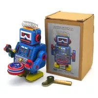 11*6.5 * 6cmワインドアップおもちゃロボット大人の金属工芸品ヴィンテージブリキおもちゃロボット