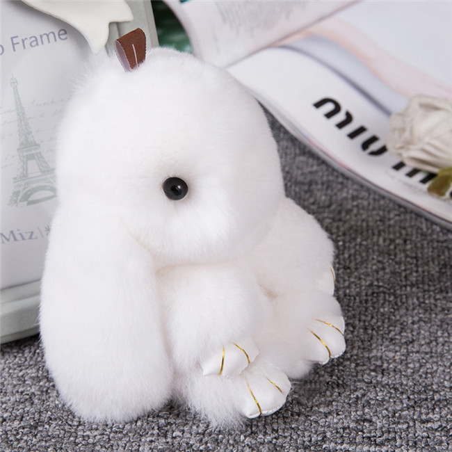 Softぬいぐるみコペンハーゲン毛皮ウサギのキーホルダー