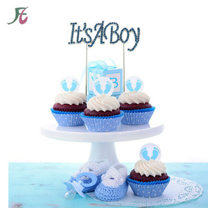 <span class=keywords><strong>Es</strong></span> <span class=keywords><strong>un</strong></span> niño plata Metal Rhinestone género revelar fiesta decoración Baby Shower Rhinestone Cake Topper - Product Image 5